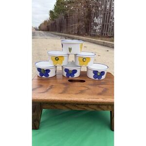 MAXAM Set of 6 Hand Painted Portugal Floral Ramekins Custard Cups